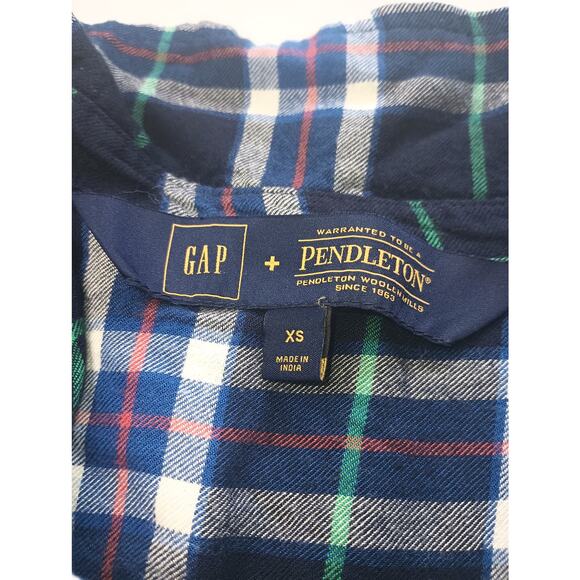 Gap + Pendleton Women's Blue Plaid Long Sleeve Shirtdress Size XS - Picture 2 of 4